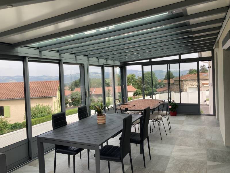 Véranda chevron avec puit de lumière 