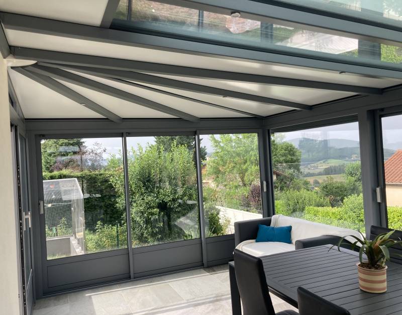 Véranda avec panne cheneau 